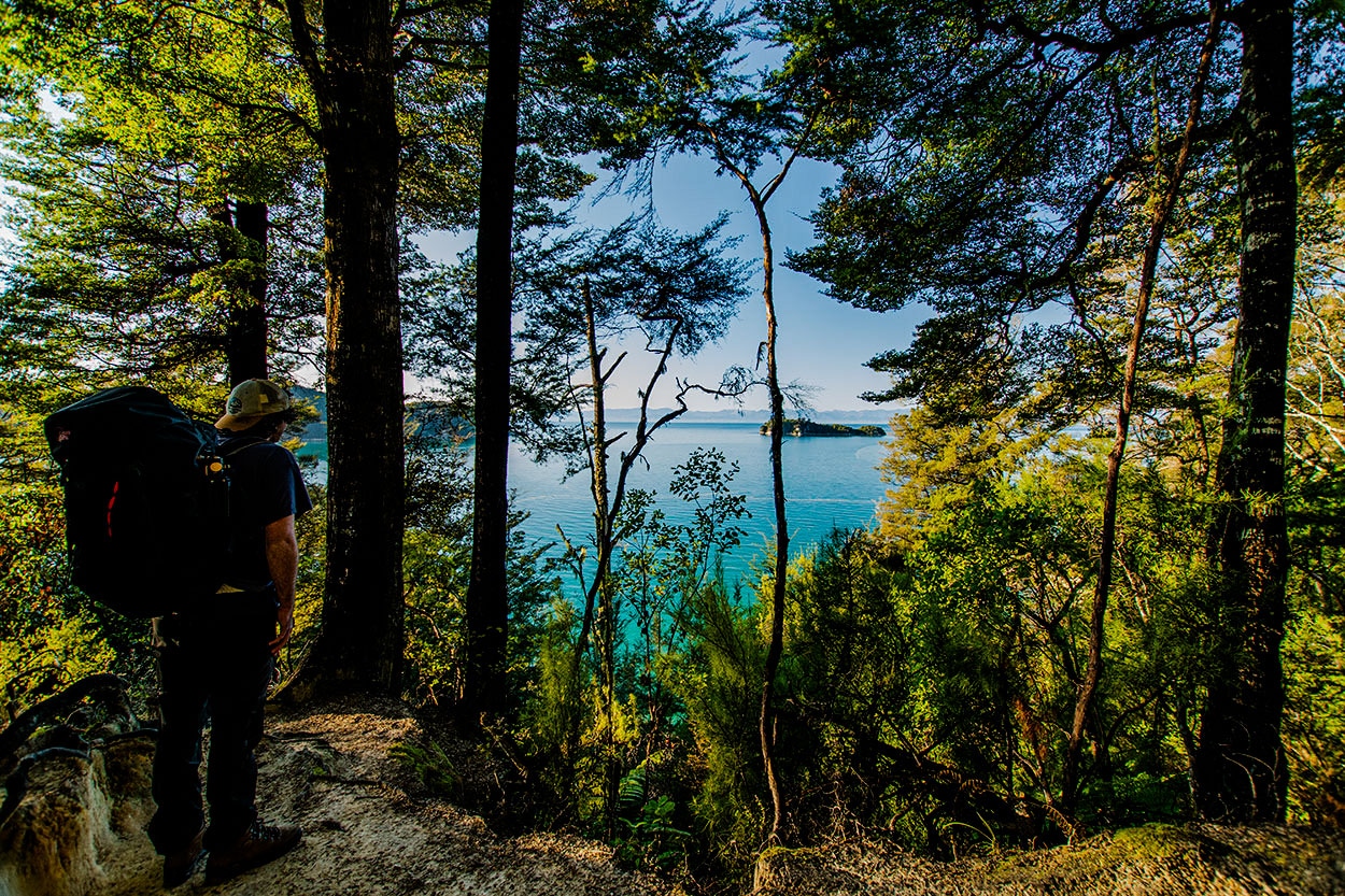 Randonnée dans le parc national d'Abel Tasman en Nouvelle-Zélande, panorama