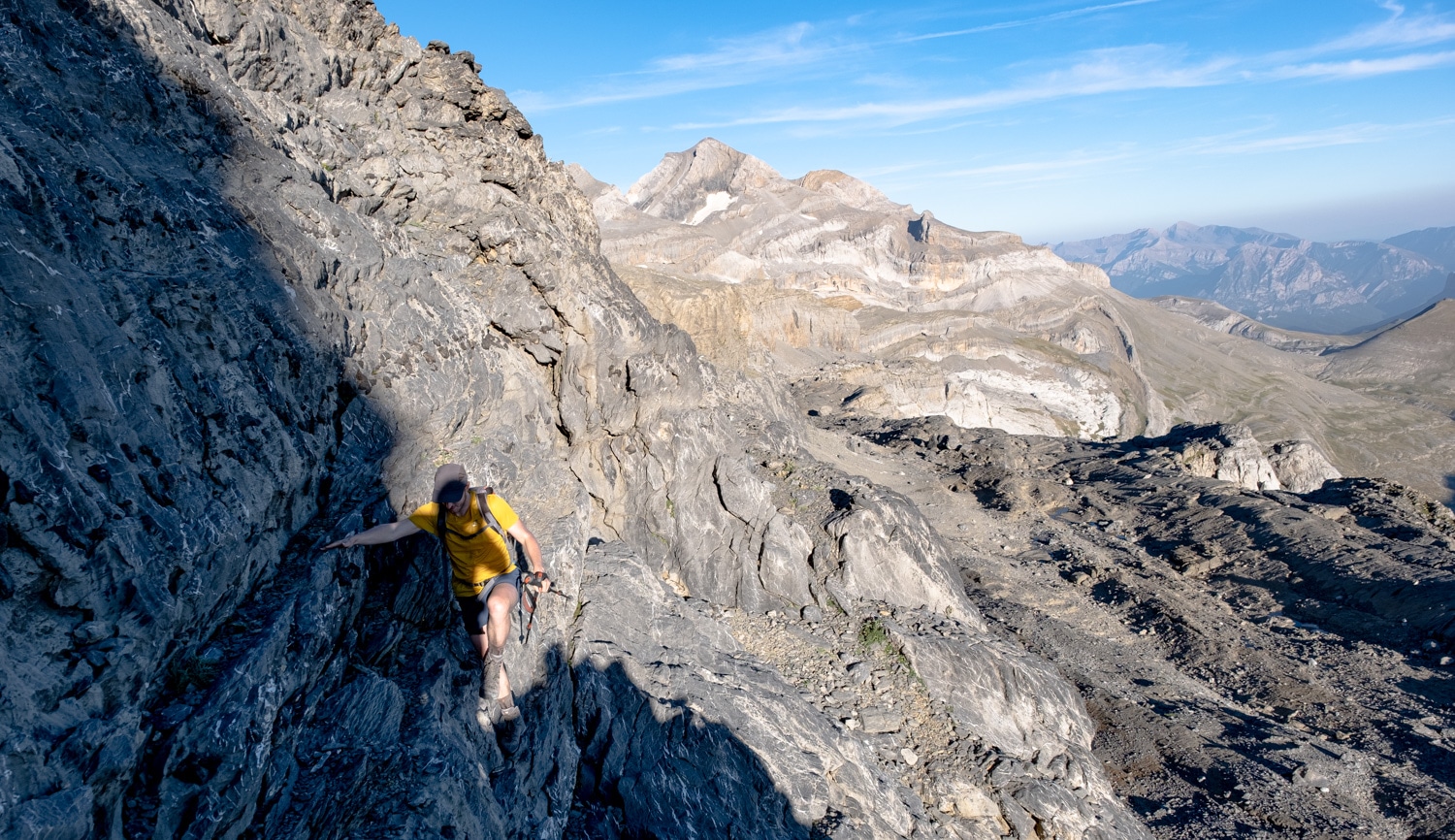 Passage d'escalade sur le retour de la randonnée du Mont perdu