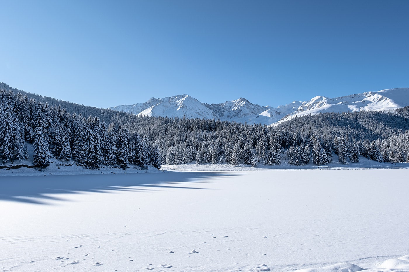 Lac de Payolle gelé en hiver