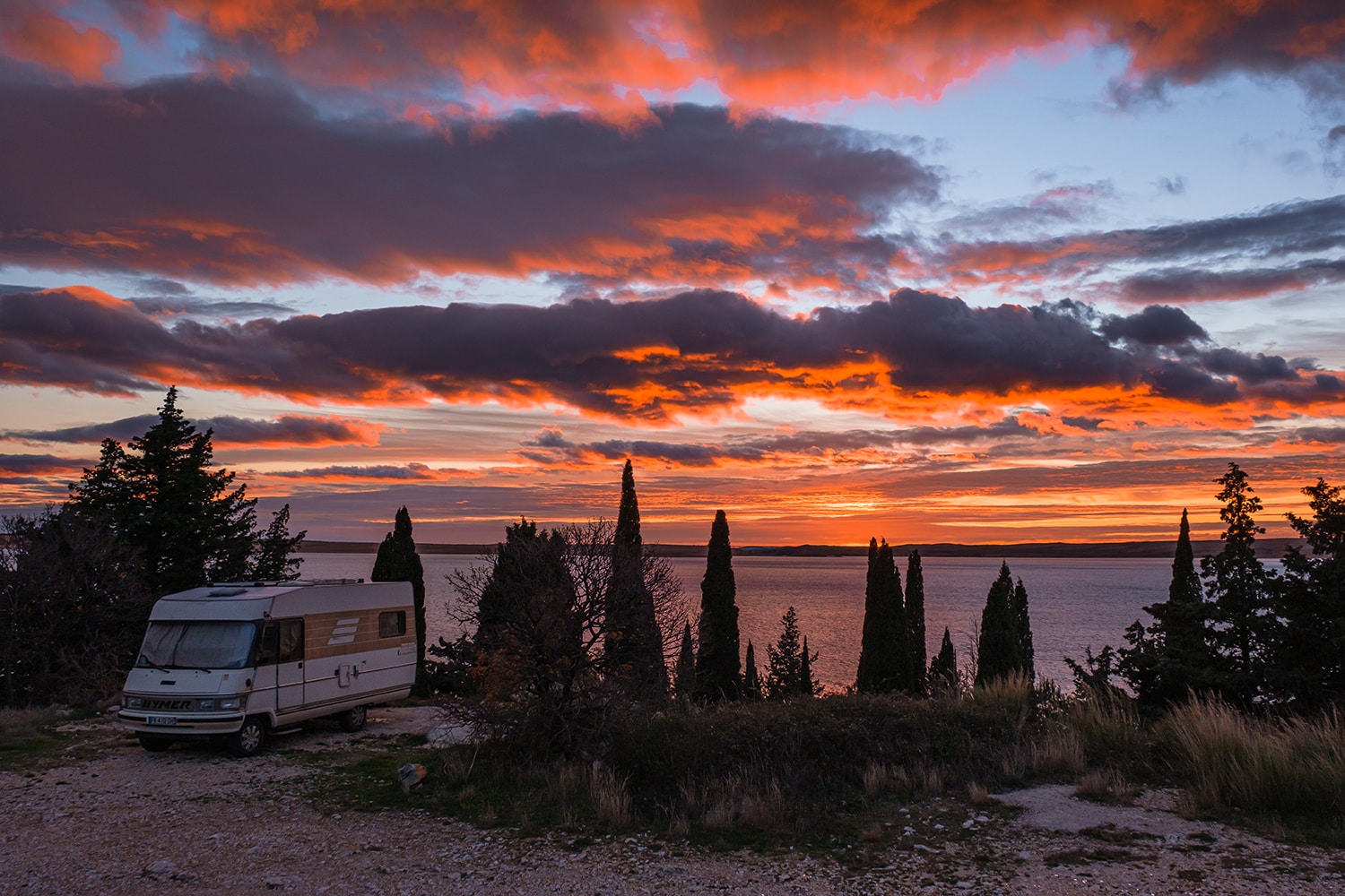 Voyage en Croatie en camping-car : spot en bord de mer